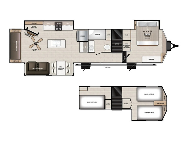 Salem Grand Villa Park Trailer Model 42DL by Forest River Floorplan