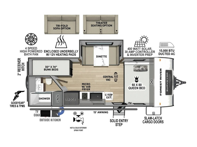 Surveyor Legend Travel Trailer Model 19BHLE by Forest River Floorplan