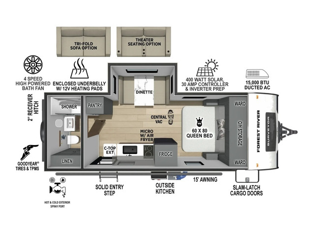 Surveyor Legend Travel Trailer Model 19RBLE by Forest River Floorplan