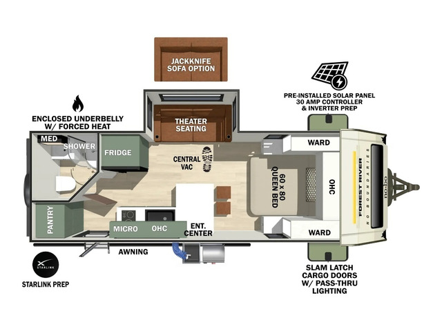 No Boundaries (NOBO) Travel Trailer Model NB19.6 by Forest River Floorplan