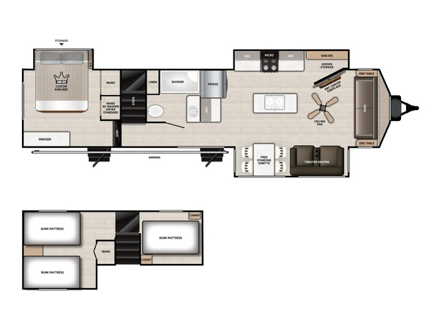 Salem Grand Villa Park Trailer Model 42FLDL by Forest River Floorplan