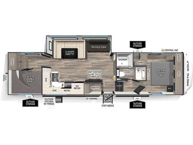 Arctic Wolf Fifth Wheel Model 287BH by Forest River Floorplan
