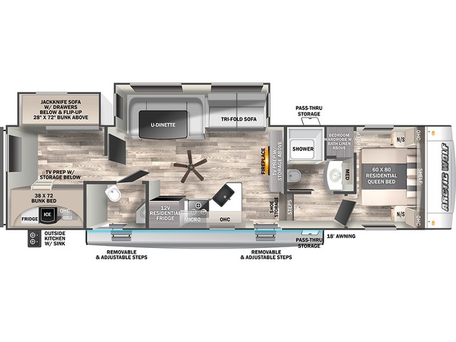 Arctic Wolf Fifth Wheel Model 321BH by Forest River Floorplan