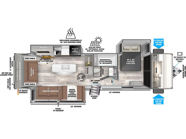 Hemisphere Travel Trailer Model 308RL by Forest River Floorplan