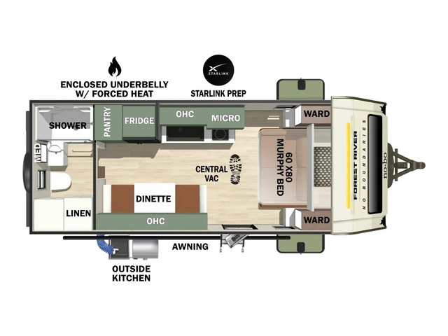 No Boundaries (NOBO) Travel Trailer Model NB19.2 by Forest River Floorplan