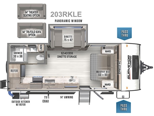 Surveyor Legend Travel Trailer Model 203RKLE by Forest River Floorplan