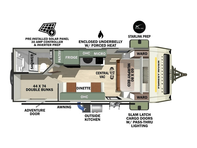 No Boundaries (NOBO) Travel Trailer Model NB19.3 by Forest River Floorplan