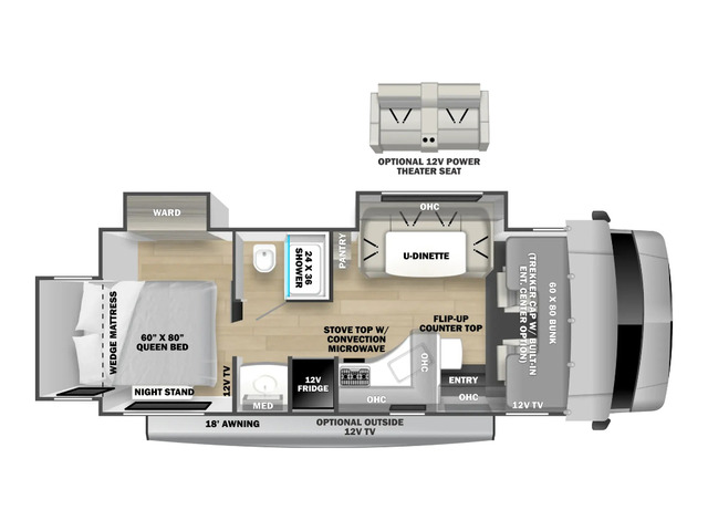 Sunseeker Classic Class C Motorhome Model 2500TS by Forest River Floorplan