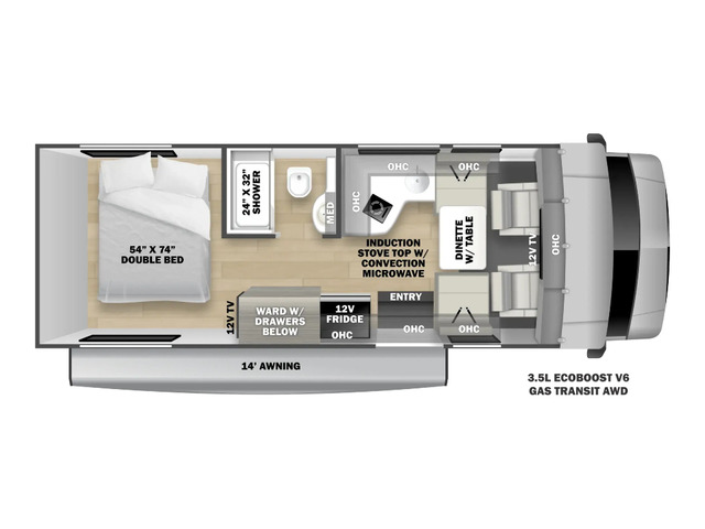 Sunseeker TS Class C Motorhome Model TS2380 AWD by Forest River Floorplan