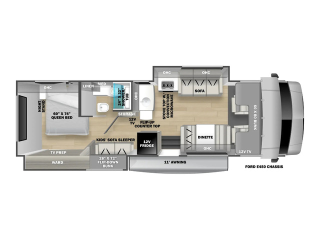Sunseeker LE Class C Motorhome Model 3250DSLE by Forest River Floorplan