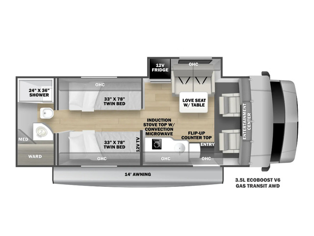 Sunseeker TS Class C Motorhome Model TS2370 AWD by Forest River Floorplan