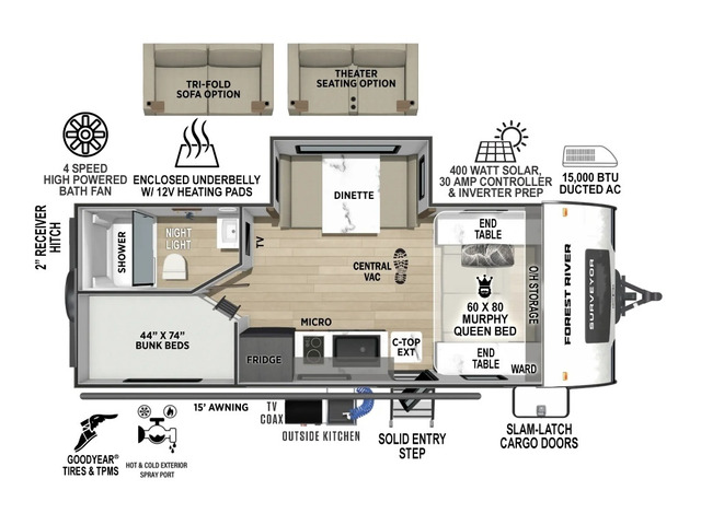 Surveyor Legend Travel Trailer Model 19MDBLE by Forest River Floorplan