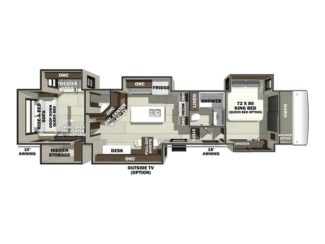 Riverstone Fifth Wheel Model 442MC by Forest River Floorplan