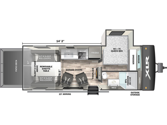 XLR Boost Toy Hauler (Travel Trailer) Model 21XLRX by Forest River Floorplan