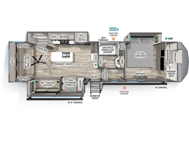 Sierra Fifth Wheel Model 3370RLS by Forest River Floorplan