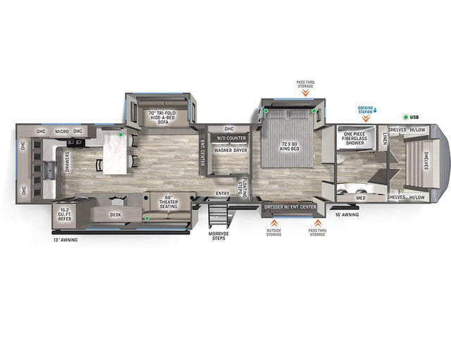 Sierra Fifth Wheel Model 3800RK by Forest River Floorplan