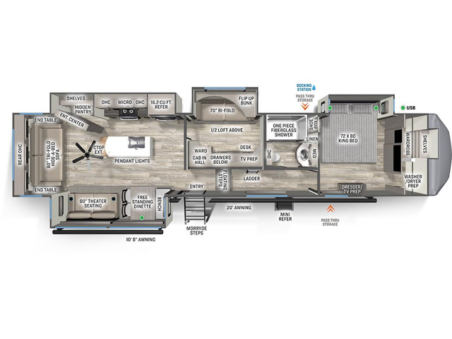 Sierra Fifth Wheel Model 4003MB by Forest River Floorplan