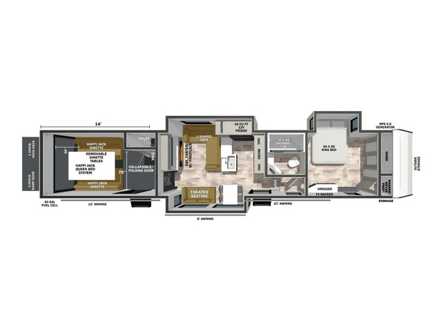 XLR Nitro Toy Hauler (Fifth Wheel) Model 41G14 by Forest River Floorplan