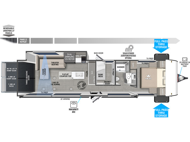 Salem FSX Toy Hauler (Travel Trailer) Model 30VC by Forest River Floorplan