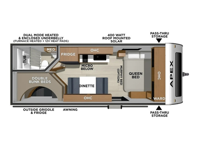 Apex Nano Travel Trailer Model 186BH by Coachmen Floorplan