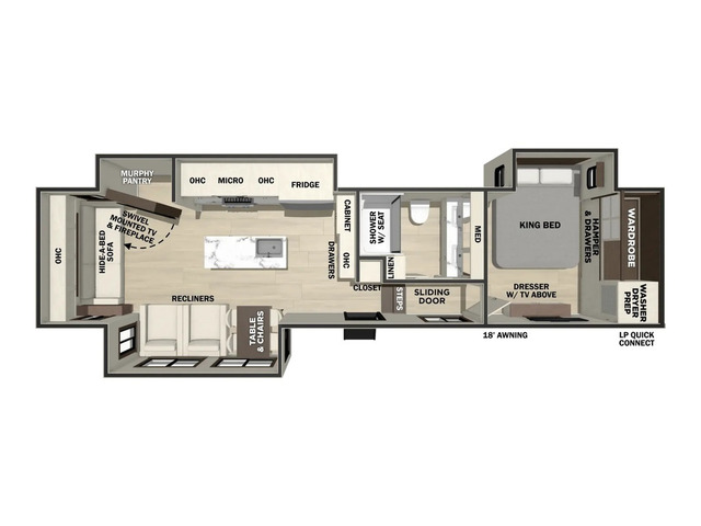 Cedar Creek Fifth Wheel Model 361RL by Forest River Floorplan