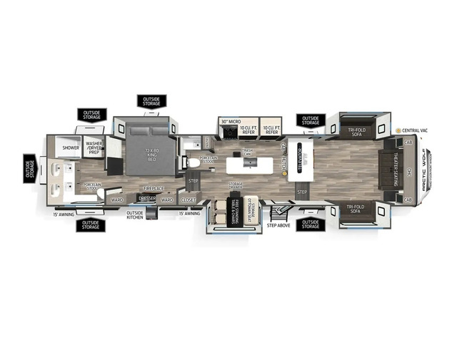 Arctic Wolf Fifth Wheel Model 3950SUITE by Forest River Floorplan
