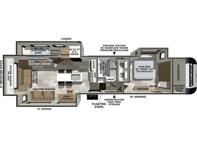 Impression Fifth Wheel Model 318RL by Forest River Floorplan