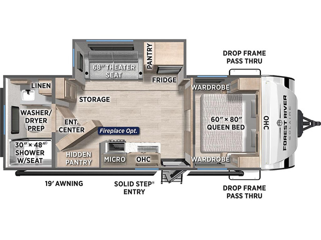 SolAire Travel Trailer Model 2420RBS by Palomino Floorplan