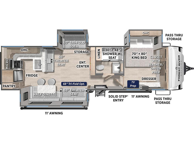 SolAire Travel Trailer Model 3060RKTS by Palomino Floorplan