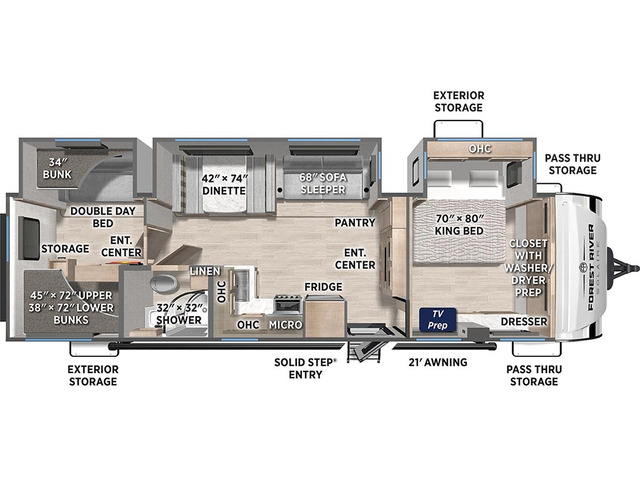 SolAire Travel Trailer Model 3200TSBH by Palomino Floorplan