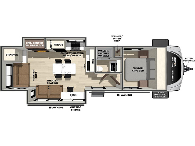 Vibe Travel Trailer Model 2800RL by Forest River Floorplan