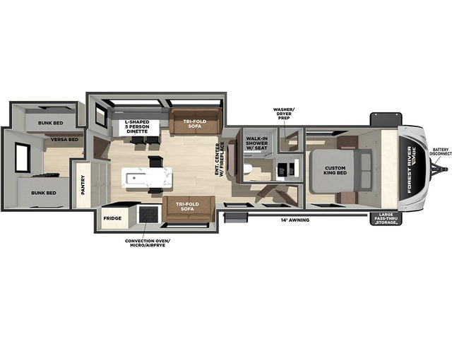 Vibe Travel Trailer Model 3400BH by Forest River Floorplan