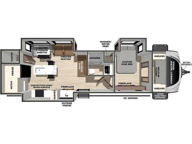 Vibe Travel Trailer Model 3400XL by Forest River Floorplan