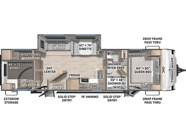 SolAire Travel Trailer Model 3150TBSS by Palomino Floorplan