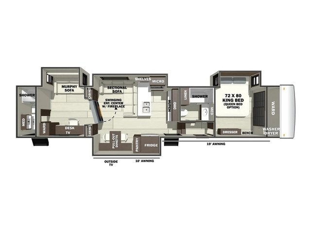 Riverstone Fifth Wheel Model 44DBL by Forest River Floorplan