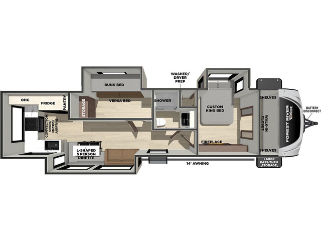 Vibe Travel Trailer Model 3400SB by Forest River Floorplan
