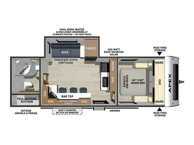 Apex Travel Trailer Model 242BARV by Coachmen Floorplan