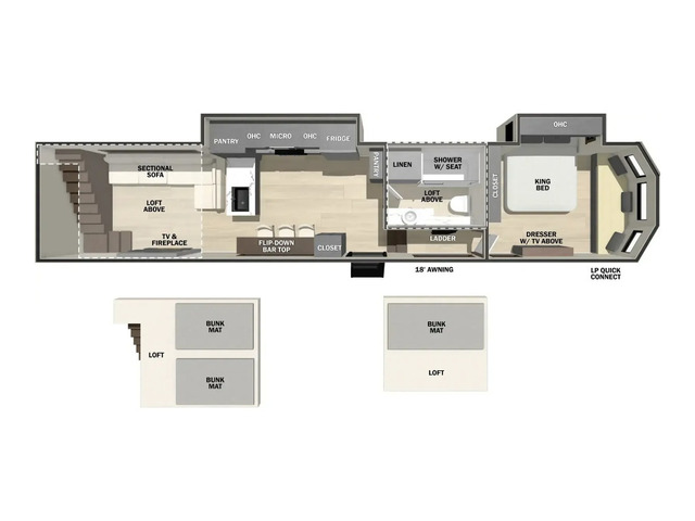 Cottage (Fifth Wheel) Park Trailer Model 41FWC by Forest River Floorplan