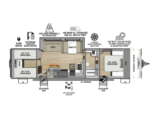 Surveyor Camp Series Travel Trailer Model 29CAMP by Forest River Floorplan