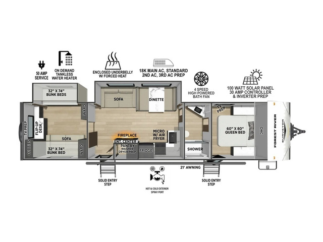 Surveyor Camp Series Travel Trailer Model 32CAMP by Forest River Floorplan