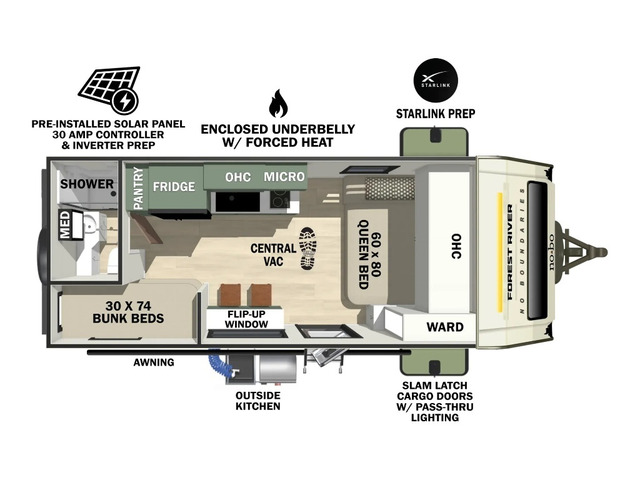 No Boundaries (NOBO) Travel Trailer Model NB18.7 by Forest River Floorplan