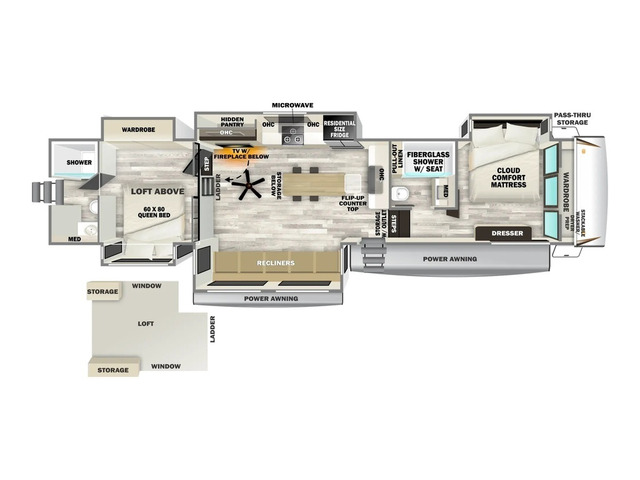Sabre Fifth Wheel Model 36DBB by Forest River Floorplan