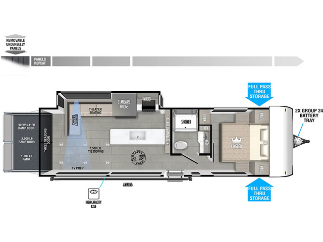 Salem FSX Toy Hauler (Travel Trailer) Model 28VC by Forest River Floorplan