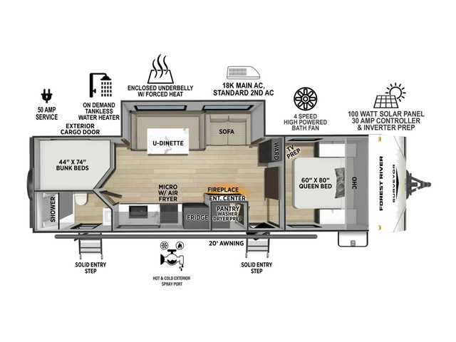 Surveyor Camp Series Travel Trailer Model 27CAMP by Forest River Floorplan