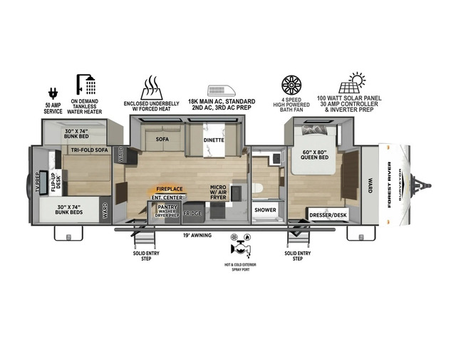 Surveyor Camp Series Travel Trailer Model 34CAMP by Forest River Floorplan