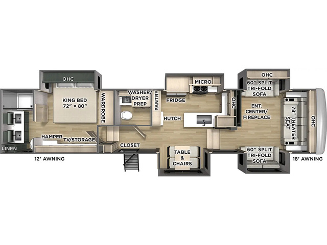 Columbus Fifth Wheel Model 389FLH by Palomino Floorplan