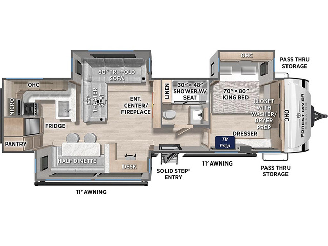 SolAire Travel Trailer Model 3070RKLS by Palomino Floorplan