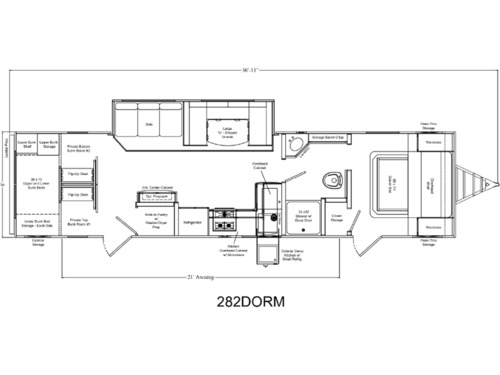 Clipper 6K Series 282DORM floorplan