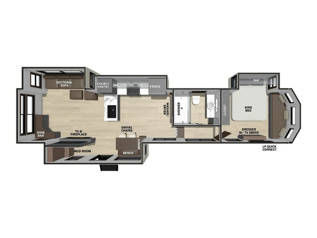 Cottage (Fifth Wheel) Park Trailer Model 412FWC by Forest River Floorplan