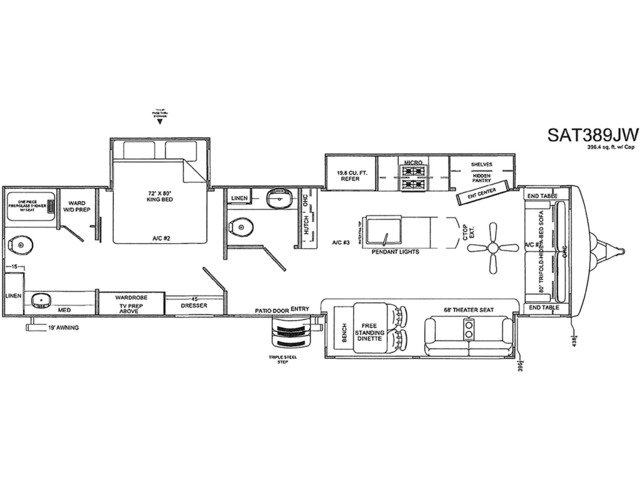 Sierra Destination Park Trailer Model 389HBFL by Forest River Floorplan